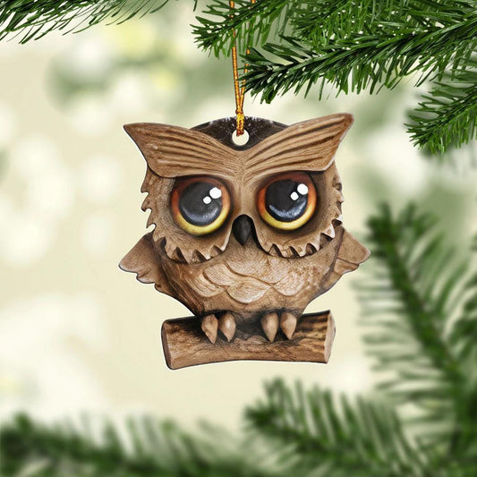 Cute Big Eyes Owl - Owl Ornament (Printed On Both Sides) 1122