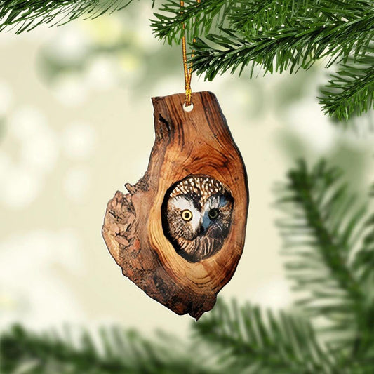 Owl In Tree - Owl Ornament (Printed On Both Sides) 1122