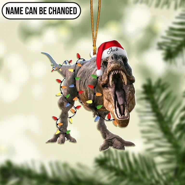 T-rex Dinosaur Roaring - Personalized Dinosaur Ornament (Printed On Both Sides) 1122