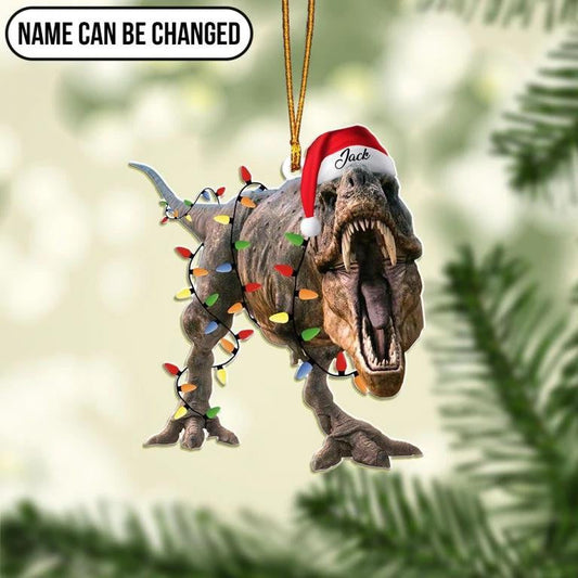 T-rex Dinosaur Roaring - Personalized Dinosaur Ornament (Printed On Both Sides) 1122