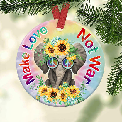 Hippie Make Love Not War Hippie - Round Aluminium Ornament (Printed On Both Sides) 1122