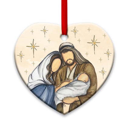 Jesus Nativity Blessing You Christian - Heart Aluminium Ornament (Printed On Both Sides) 1122