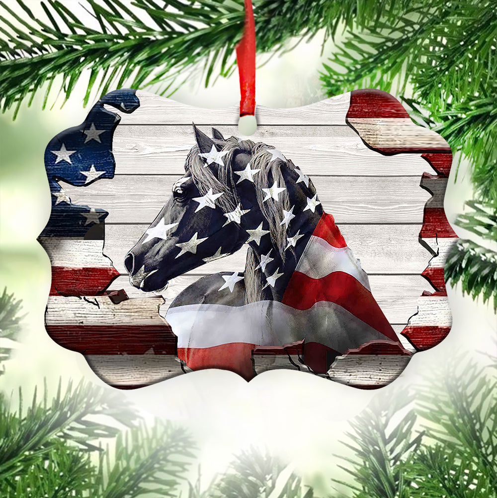Horse American Patriot - Horse Ornament (Printed On Both Sides) 1022