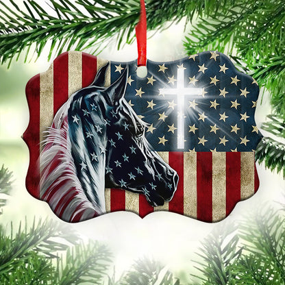 Horse American Patriot - Horse Ornament (Printed On Both Sides) 1022