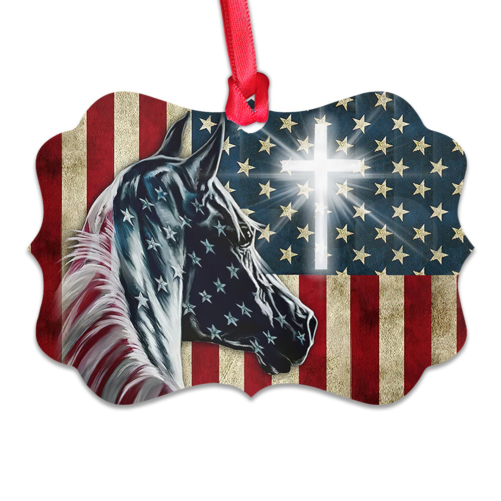 Horse American Patriot - Horse Ornament (Printed On Both Sides) 1022