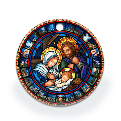 Jesus Nativity Holy Night Christian - Round Aluminium Ornament (Printed On Both Sides) 1122
