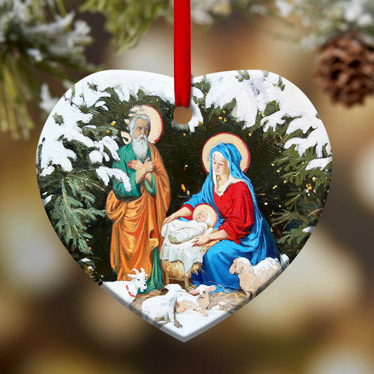Holy Night Christian - Heart Aluminium Ornament (Printed On Both Sides) 1122