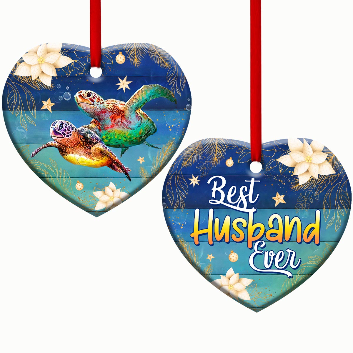 Turtle Best Husband Ever - Turtle Ornament (Printed On Both Sides) 1122