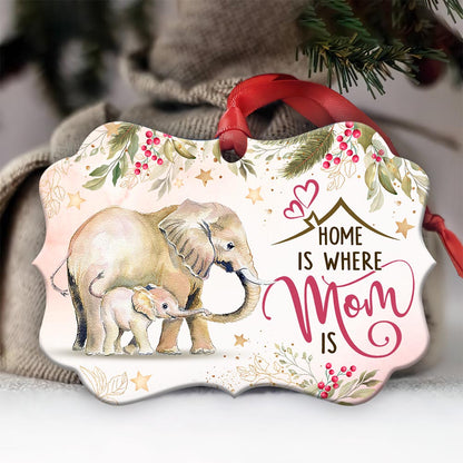 Elephant Home Is Where Mom Is - Mother Ornament (Printed On Both Sides) 1122