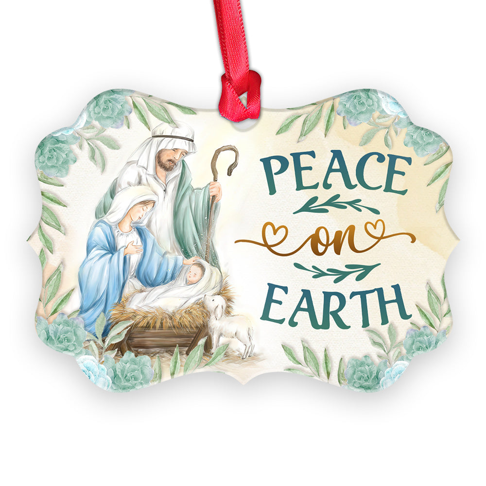 Jesus Peace On Earth Christian - Medallion Aluminium Ornament (Printed On Both Sides) 1122