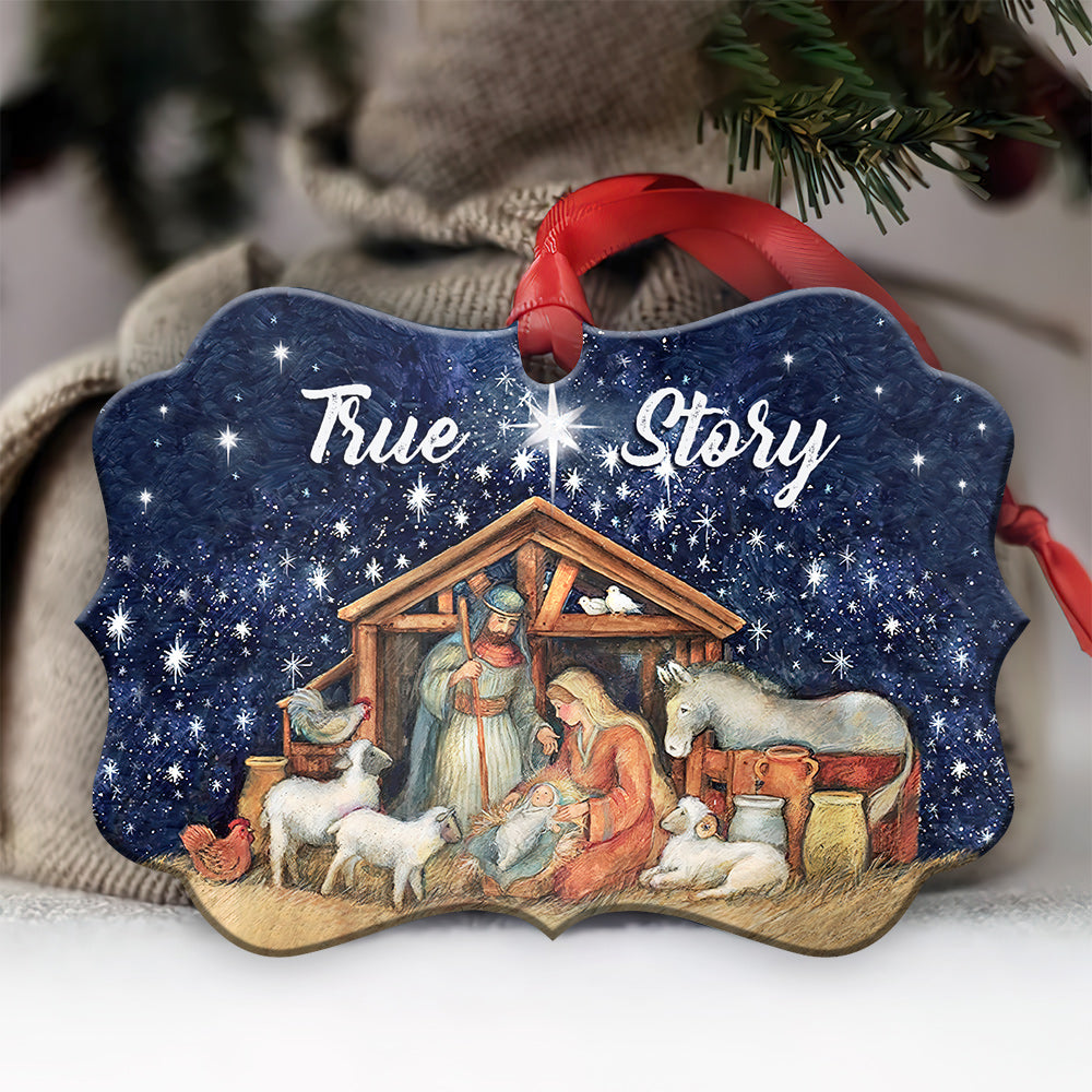 Jesus Nativity True Story Christian - Medallion Aluminium Ornament (Printed On Both Sides) 1122