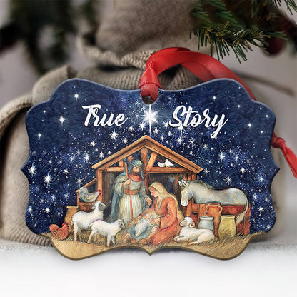 Jesus Nativity True Story Christian - Medallion Aluminium Ornament (Printed On Both Sides) 1122