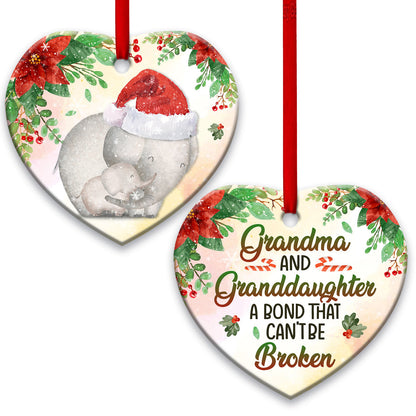 Elephant Grandma And Granddaughter A Bond That Can't Be Broken - Grandma Ornament (Printed On Both Sides) 1122