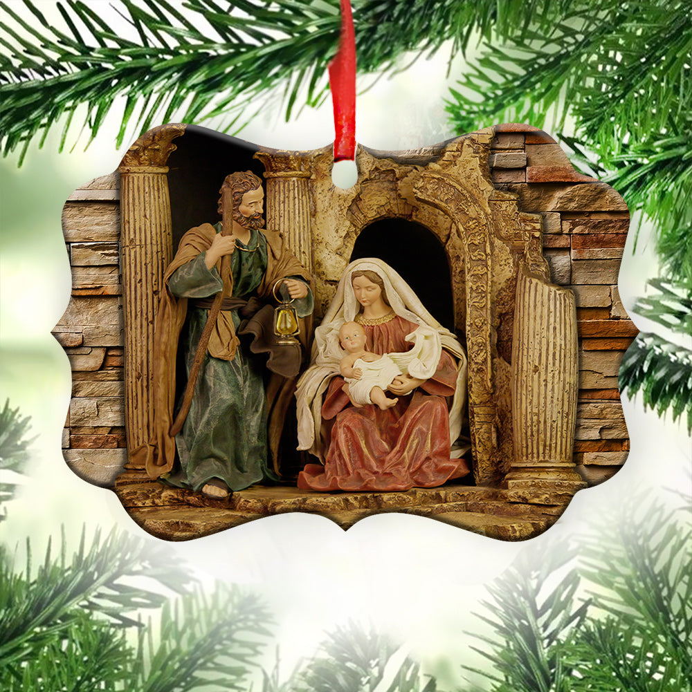 Jesus Nativity The Love Christian - Medallion Aluminium Ornament (Printed On Both Sides) 1122