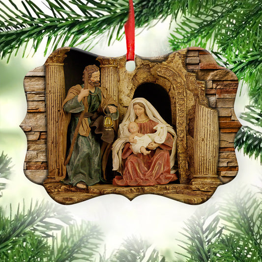 Jesus Nativity The Love Christian - Medallion Aluminium Ornament (Printed On Both Sides) 1122