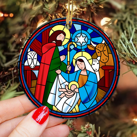 Nativity of Jesus Holy Night Christian - Round Aluminium Ornament (Printed On Both Sides) 1122