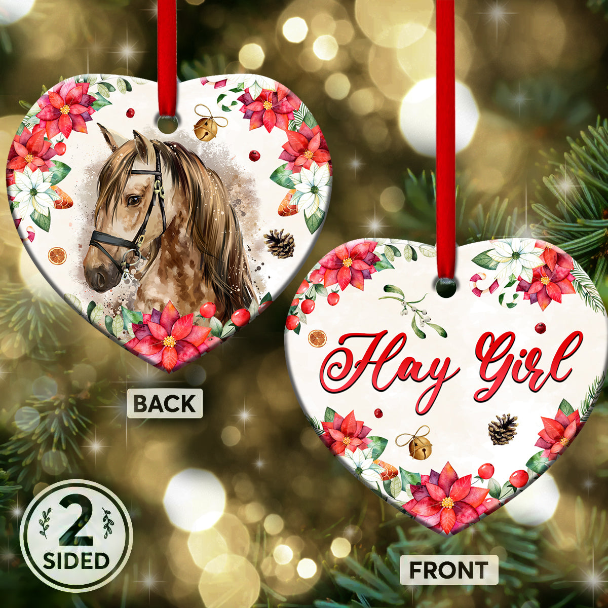 Horse Lover Hay Girl - Horse Ornament (Printed On Both Sides) 1022
