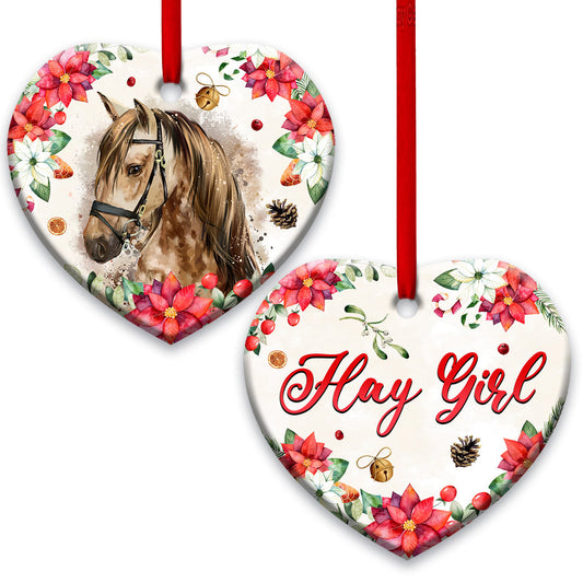 Horse Lover Hay Girl - Horse Ornament (Printed On Both Sides) 1022