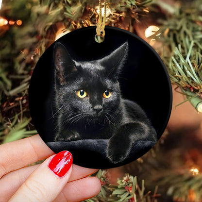Cute Black Cat - Cat Ornament (Printed On Both Sides) 1022