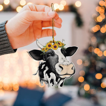 Heifer Sunflower - Cow Ornament (Printed On Both Sides) 1022