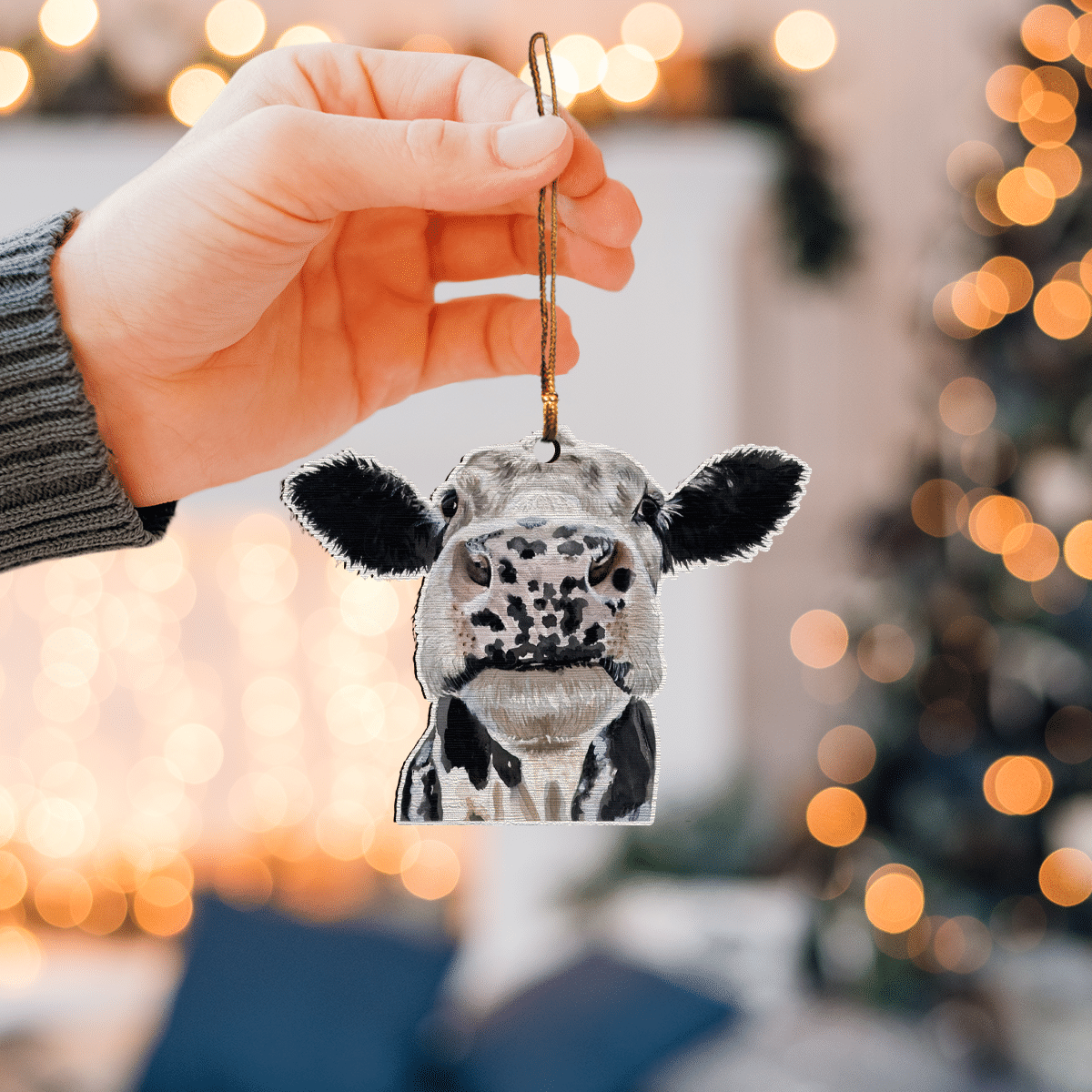 Funny Cow - Cow Ornament (Printed On Both Sides) 1022