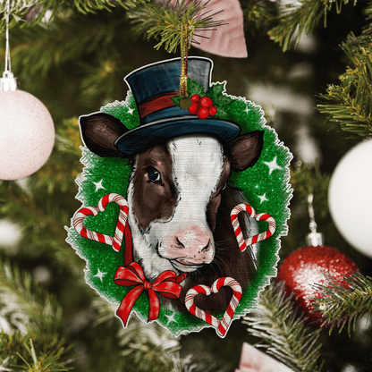 Cow Candies Heart - Cow Ornament (Printed On Both Sides) 1022