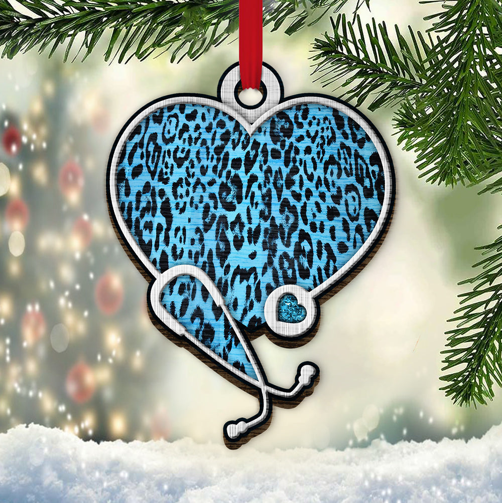 Leopard Nurse Heart Stethoscope - Nurse Ornament (Printed On Both Sides) 1122