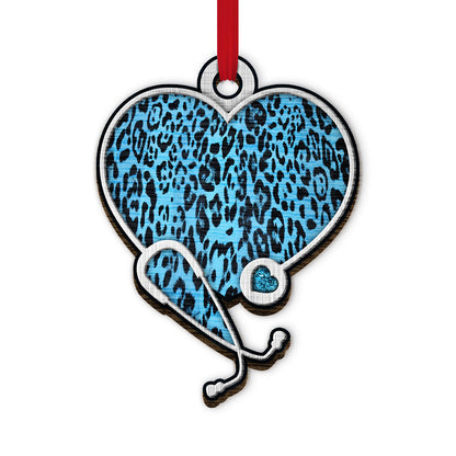 Leopard Nurse Heart Stethoscope - Nurse Ornament (Printed On Both Sides) 1122