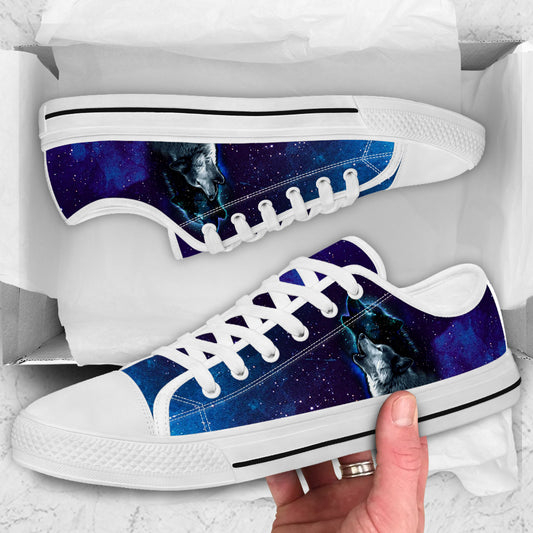 Galaxy Night Sky - Wolf Low Top Shoes