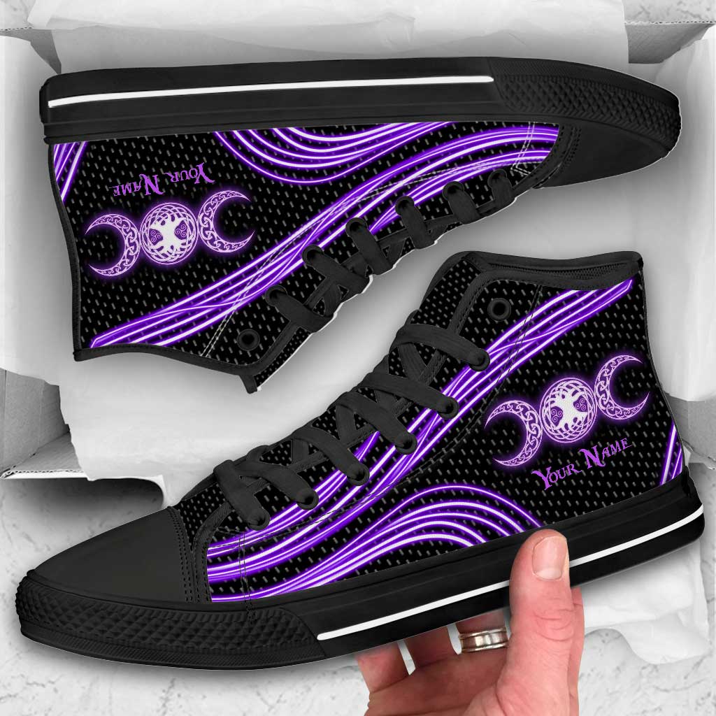 Witch Vibe Purple Triple Moon - Witch High Top Shoes
