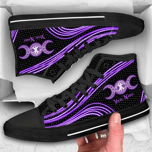 Witch Vibe Purple Triple Moon - Witch High Top Shoes