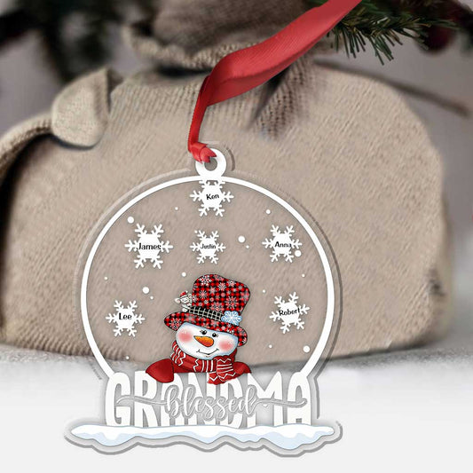 Snowman Grandma Snowglobe - Personalized Transparent Ornament