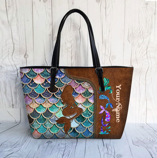 Mermaid - Personalized Mermaid Leather Bag