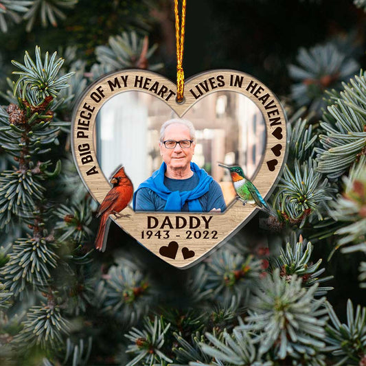 A Big Piece Of My Heart - Personalized Christmas Memorial Layered Wood Ornament