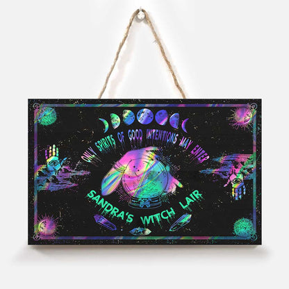 Only Spirits Of Good Intentions May Enter - Personalized Witch Rectangle Wood Sign