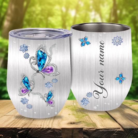Love Butterflies - Personalized Butterfly Wine Tumbler