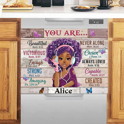 God Say You Are - Personalized African American Dishwasher Cover