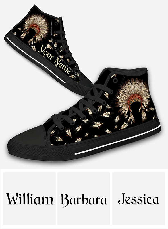 Indigenous - Personalized American Indian High Top Shoes