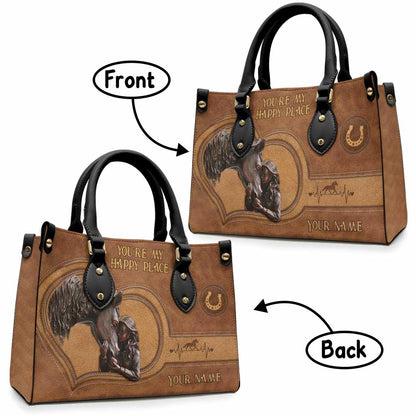 You're My Happy Place - Personalized Horse Leather Handbag