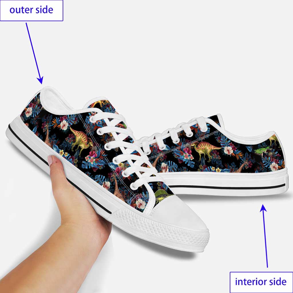 Tropical Dinosaurs Pattern - Dinosaur Low Top Shoes