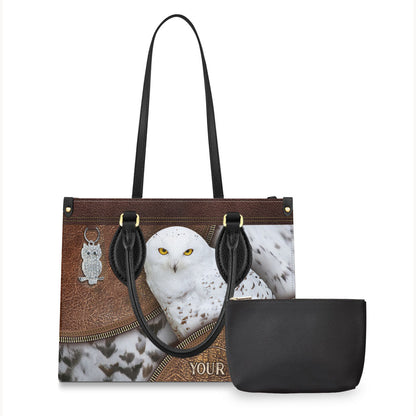 Snowy Owl - Personalized Owl Leather Handbag