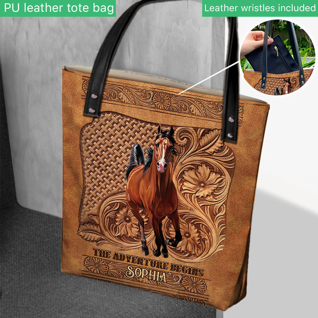 The Adventure Begins - Personalized Horse Tote Bag