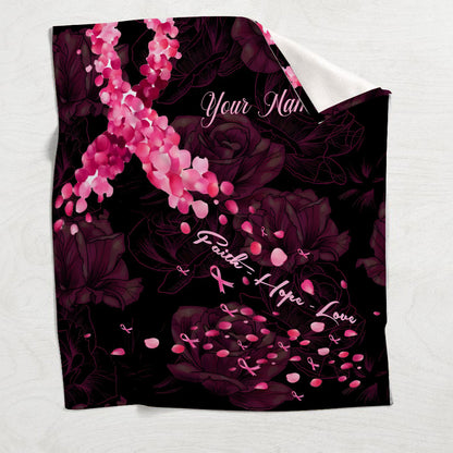 Faith Hope Love - Personalized Breast Cancer Awareness Blanket