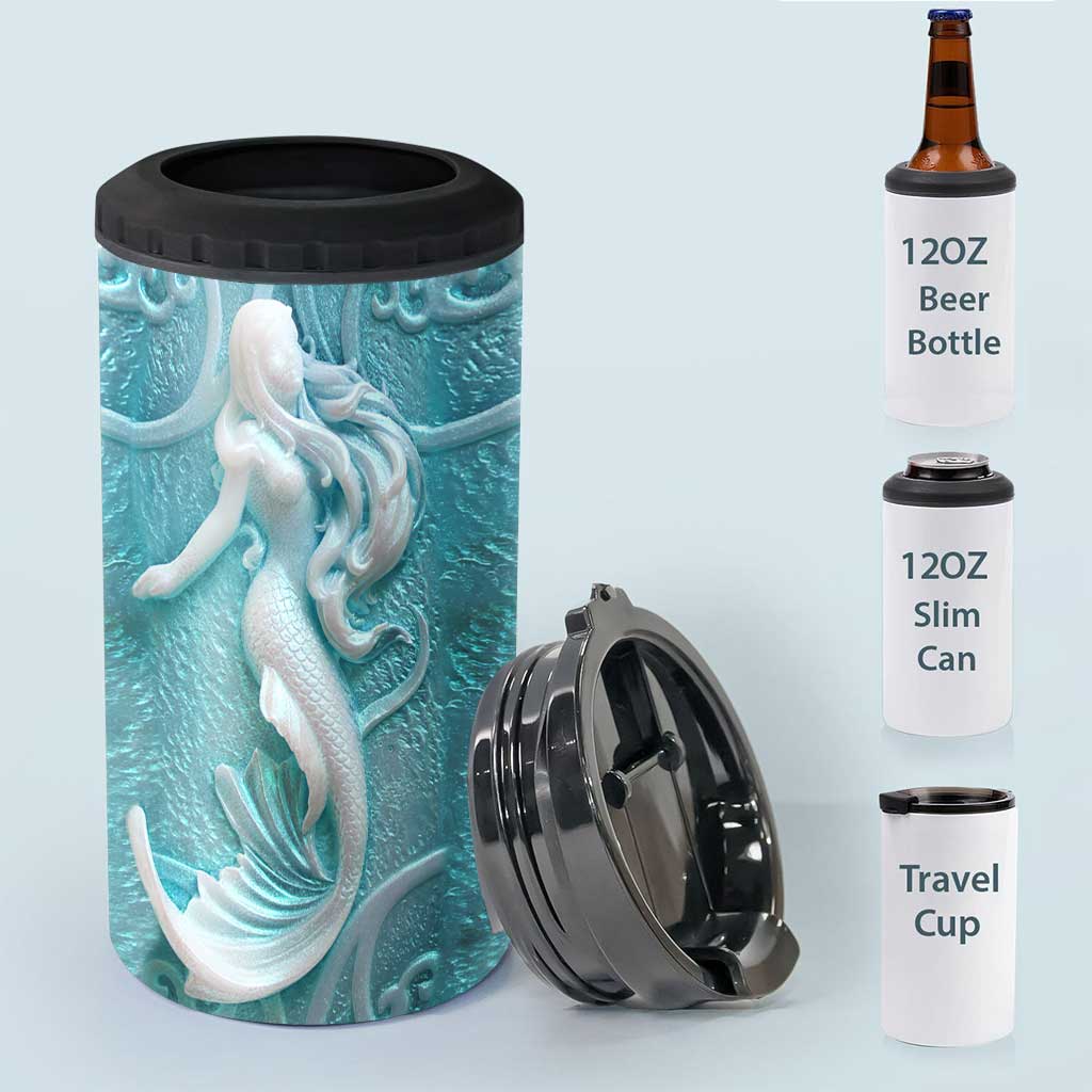 Ocean 3D Pattern Print - Mermaid Can Cooler