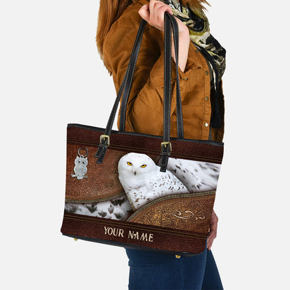 Snowy Owl - Personalized Owl Leather Bag