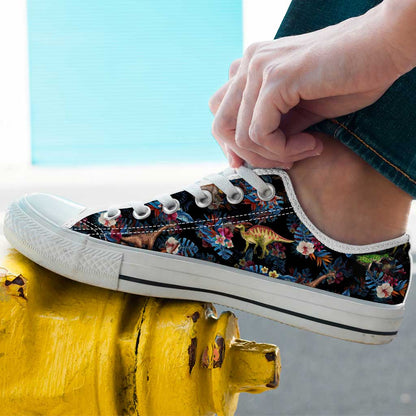 Tropical Dinosaurs Pattern - Dinosaur Low Top Shoes