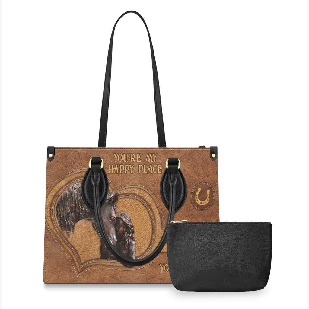You're My Happy Place - Personalized Horse Leather Handbag