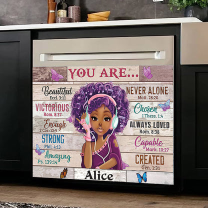 God Say You Are - Personalized African American Dishwasher Cover