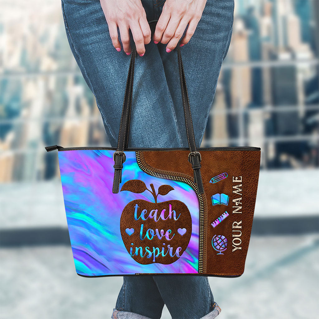 Teach Love Inspire - Personalized Teacher Leather Bag