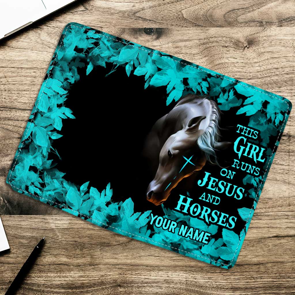 This Girl Runs On Jesus And Horse - Personalized Horse Passport Holder